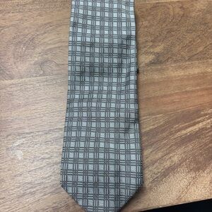 Barneys New York Silver Plaid Men's Tie